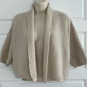 LOFT Womens Sweater Size XSmall Gold Sparkle Beige Silver Cardigan Ann Taylor